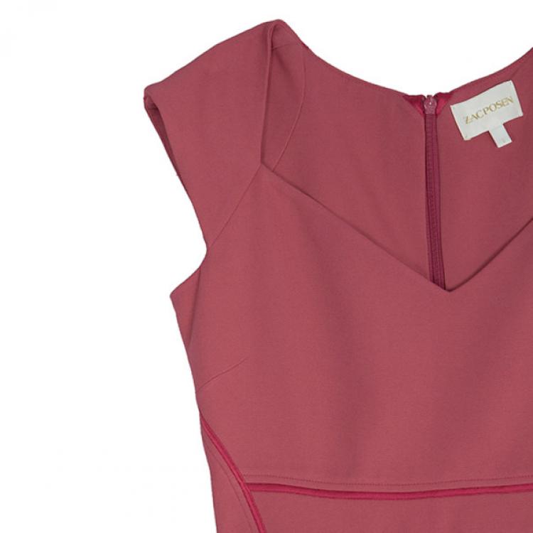 Pre Owned Zac Posen Satin Trimmed Crepe Gown S