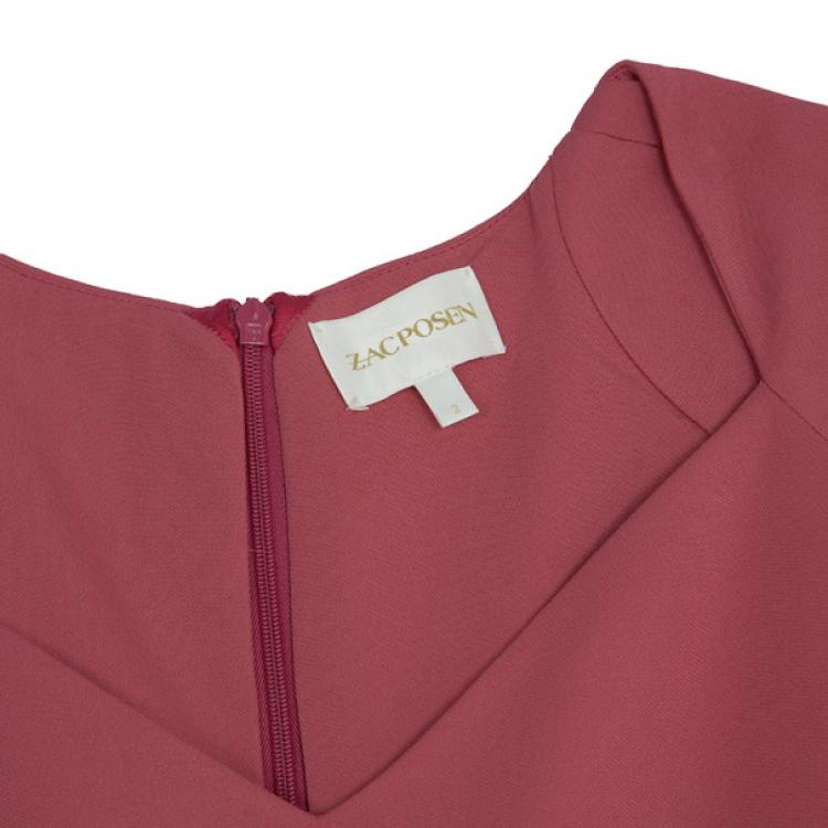 Pre Owned Zac Posen Satin Trimmed Crepe Gown S