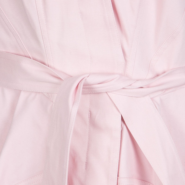 Pre Owned Zac Posen Pink Cotton Mandarin Collar A-Line Belted Shirt Dress S