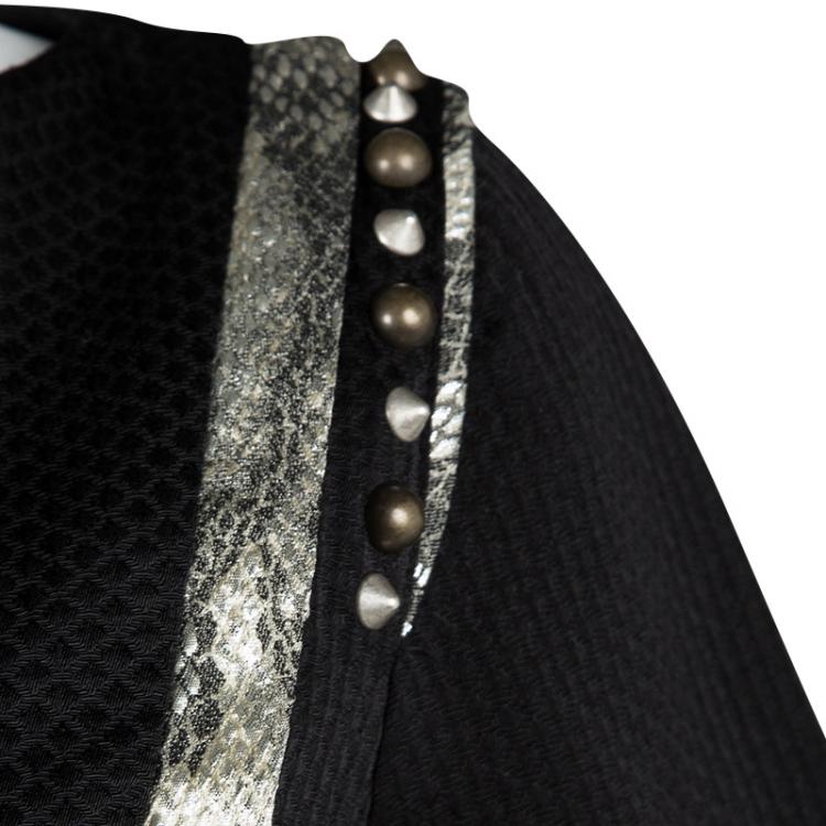 Pre Owned Zadig and Voltaire Black Embellished Frayed Trim Detail Ranon BF Dress M
