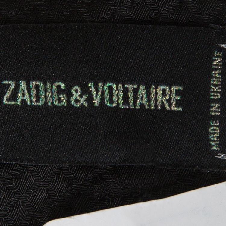 Pre Owned Zadig and Voltaire Black Embellished Frayed Trim Detail Ranon BF Dress M