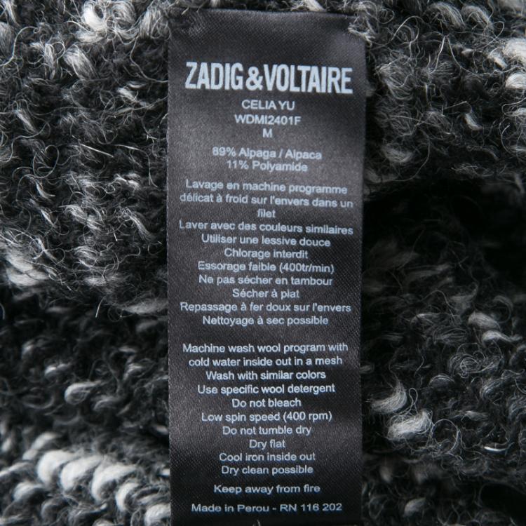 Pre Owned Zadig and Voltaire Monochrome Alpaca Open Front Celiya Yu Long Cardigan M