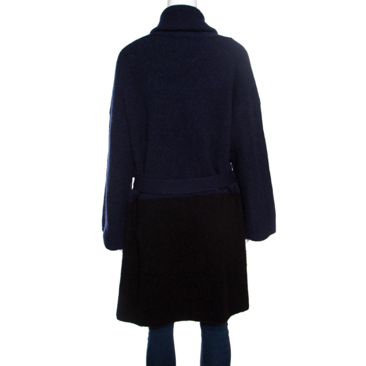 Pre Owned Zadig and Voltaire Bicolor Wool Belted Mia Cardigan M/L