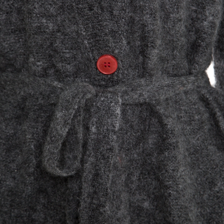 Pre Owned Zadig & Voltaire Mottled Grey Mohair and Wool Belted Long Cardigan M/L