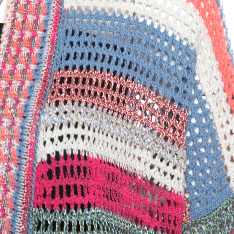 Pre Owned Zadig and Voltaire Multicolor Striped Lurex Crochet Knit Celia Cardigan M