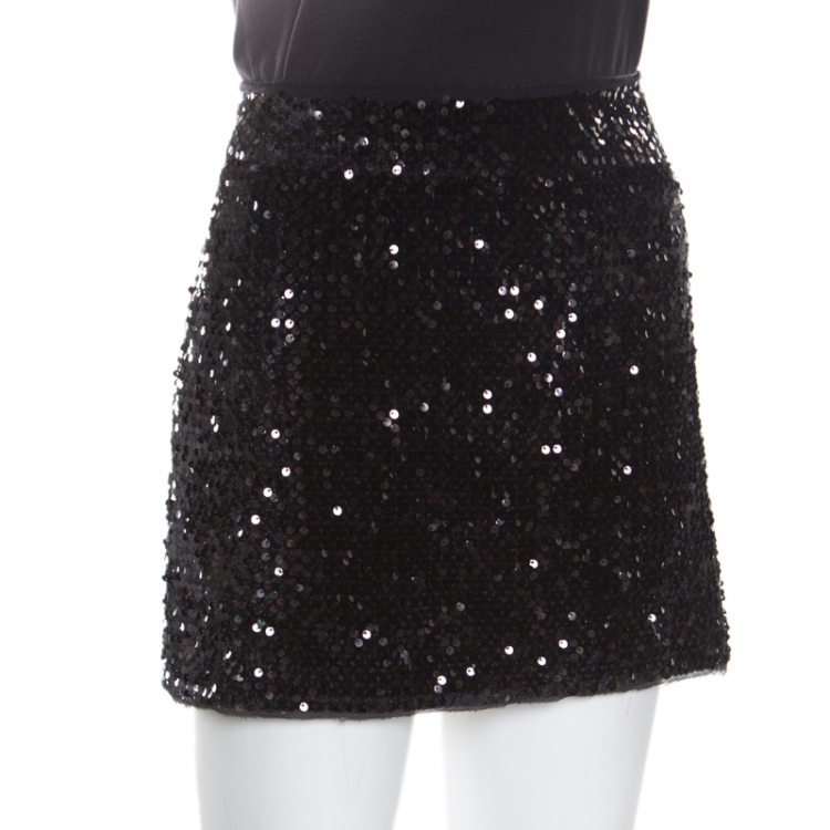 Pre Owned Zadig and Voltaire Black Sequined Jasmi Mini Skirt M