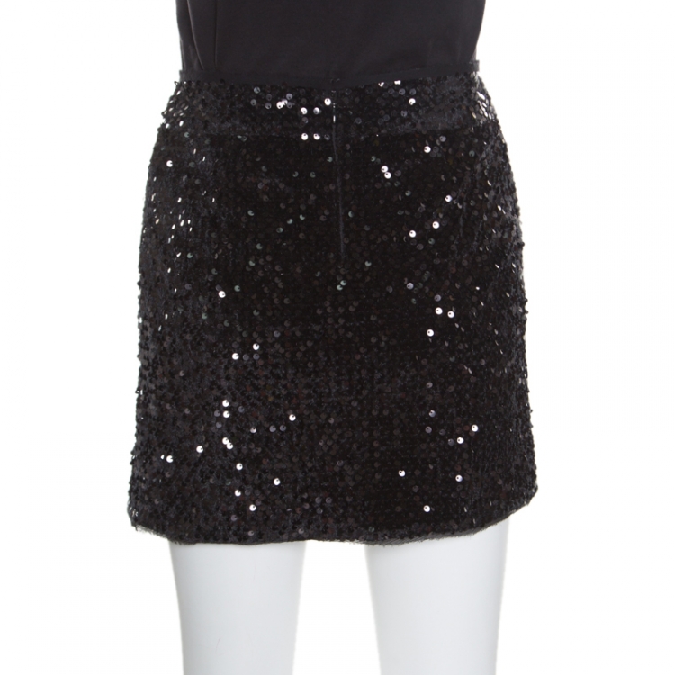 Pre Owned Zadig and Voltaire Black Sequined Jasmi Mini Skirt M