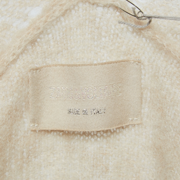 Pre Owned Zadig & Voltaire Beige Wool Blend Knit Ripped Style Long Cardigan M/L