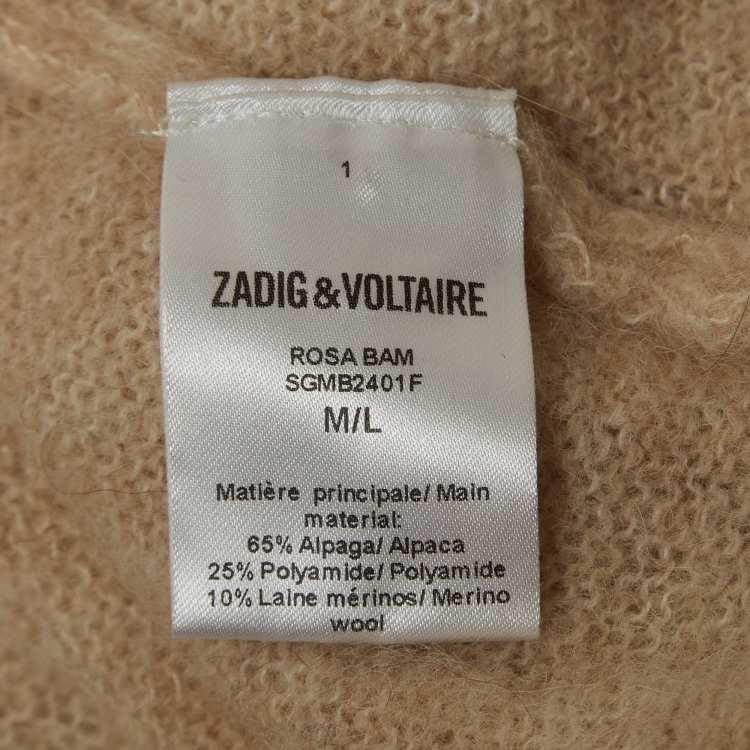 Pre Owned Zadig & Voltaire Beige Distressed Knit Cardigan M/L