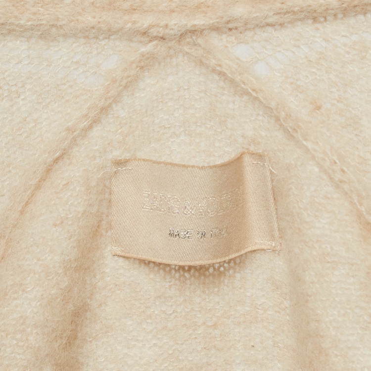 Pre Owned Zadig & Voltaire Beige Distressed Knit Cardigan M/L