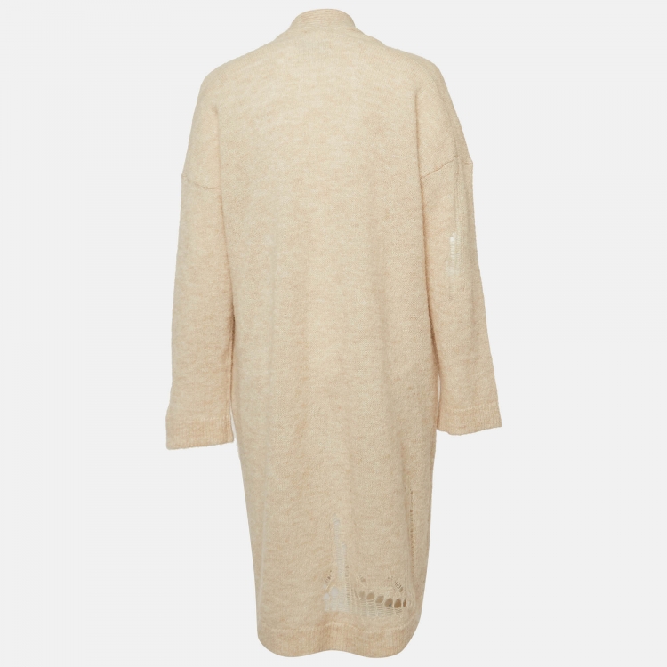 Pre Owned Zadig & Voltaire Beige Distressed Knit Cardigan M/L