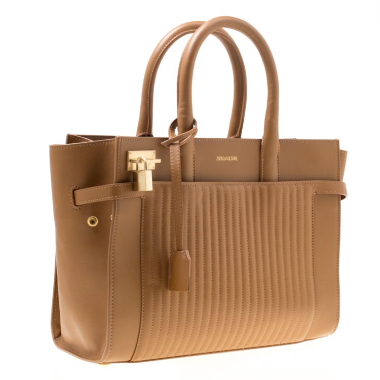 Pre Owned Zadig and Voltaire Brown Leather Medium Candide Top Handle Bag