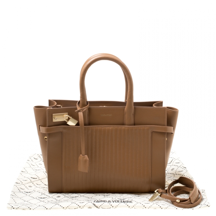 Pre Owned Zadig and Voltaire Brown Leather Medium Candide Top Handle Bag