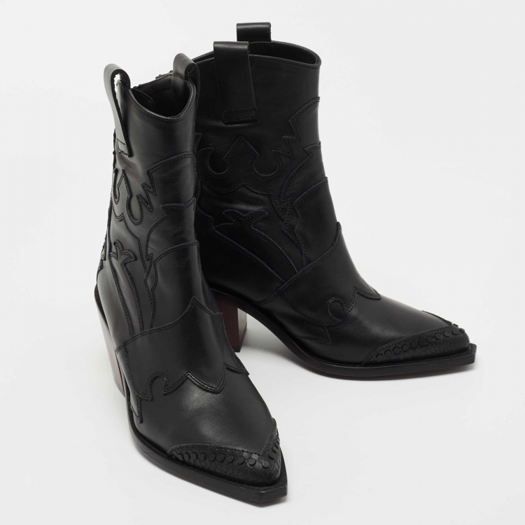Pre Owned Zadig and Voltaire Black Leather Ankle Length Boots Size 36