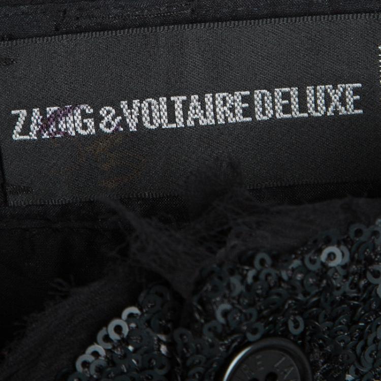 Pre Owned Zadig and Voltaire Black Primo Paillettes Deluxe Sequined Shorts S