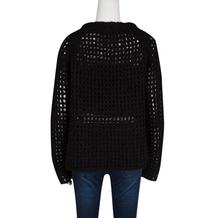 Pre Owned Zadig and Voltaire Deluxe Chunky Perforated Knit Massimo Hook Sweater M