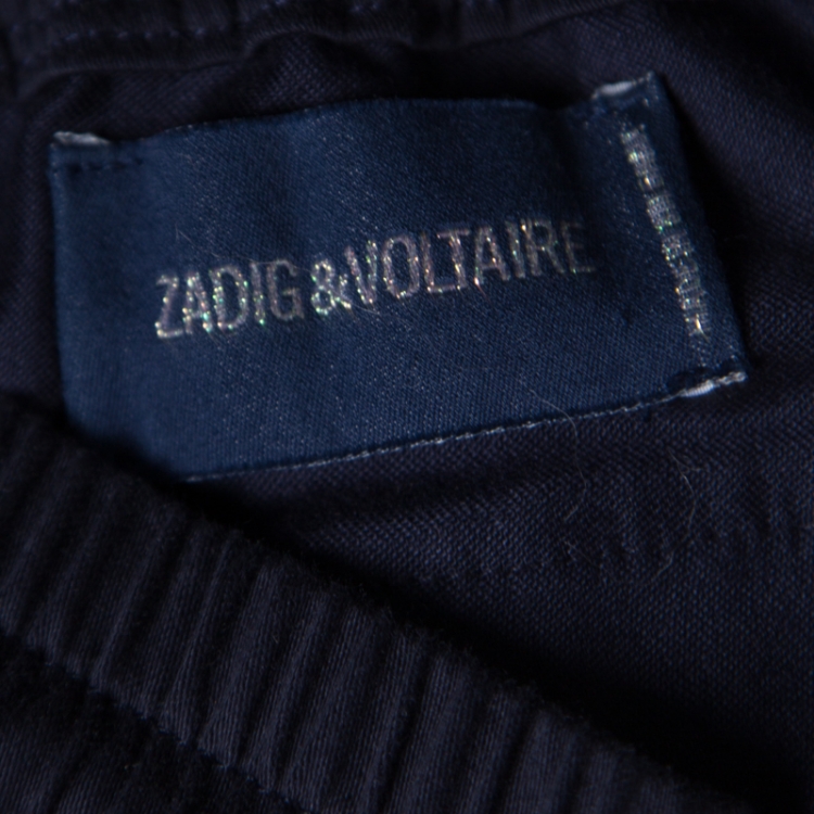 Pre Owned Zadig & Voltaire Navy Blue Elasticized Waist Carrot Fit Pal Pants S