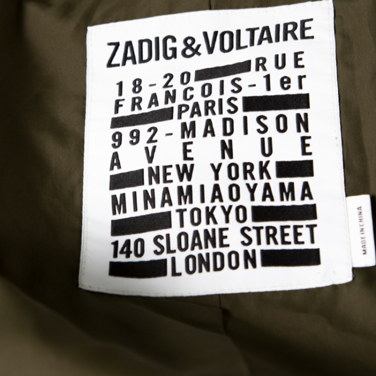 Pre Owned Zadig and Voltaire Military Green Applique Detail Karma Spi Jacket M
