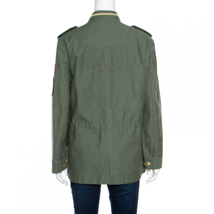 Pre Owned Zadig and Voltaire Military Green Applique Detail Karma Spi Jacket M