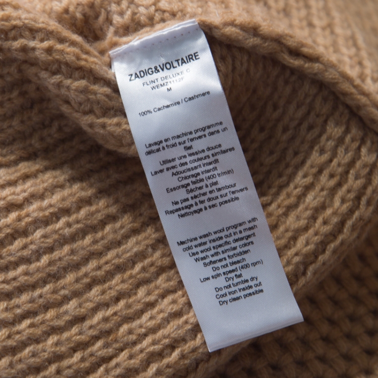 Pre Owned Zadig and Voltaire Beige Cashmere Kimono Sleeve Sweater M  