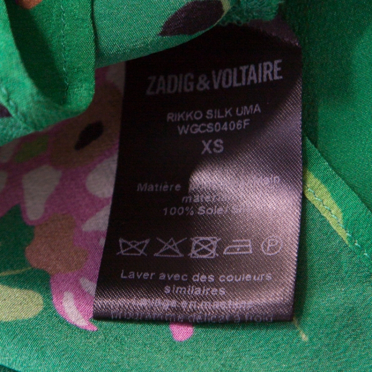 Pre Owned Zadig and Voltaire Green Floral Print Rikko Silk Uma Maxi Dress XS