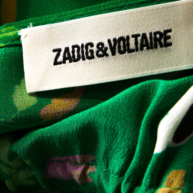 Pre Owned Zadig and Voltaire Green Floral Print Rikko Silk Uma Maxi Dress XS