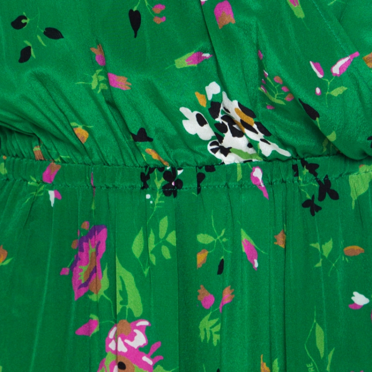 Pre Owned Zadig and Voltaire Green Floral Print Rikko Silk Uma Maxi Dress XS