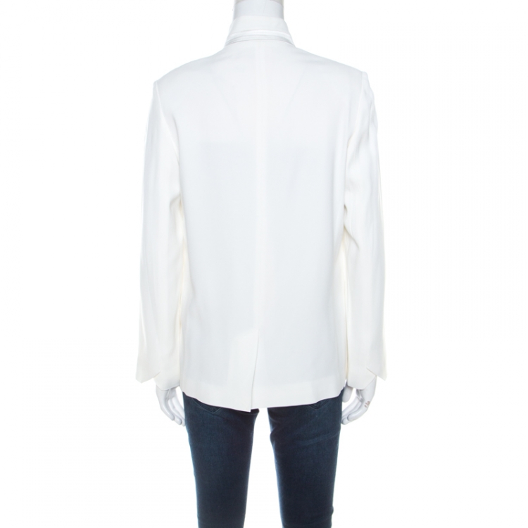 Pre Owned Zadig and Voltaire Deluxe White Crepe Open Front Volly Blazer M