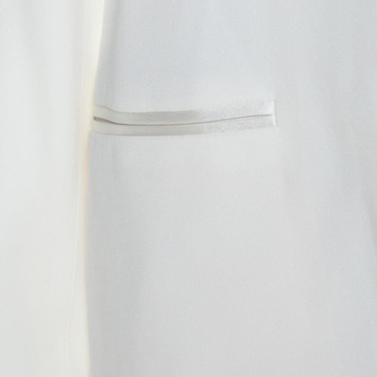 Pre Owned Zadig and Voltaire Deluxe White Crepe Open Front Volly Blazer M
