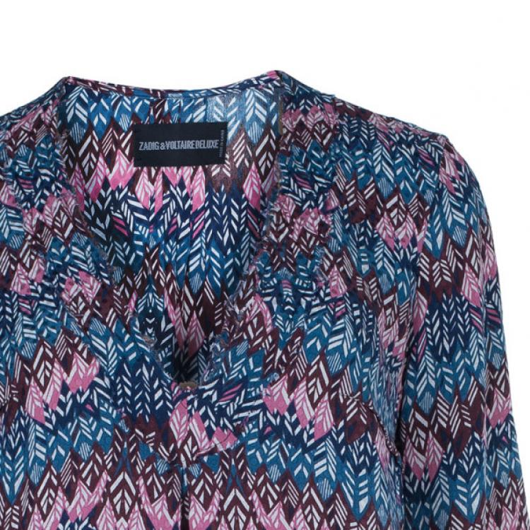 Pre Owned Zadig & Voltaire Printed Tunic Top S