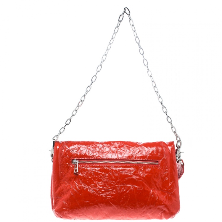Pre Owned Zadig and Voltaire Creased Patent Leather Large Rock Clutch