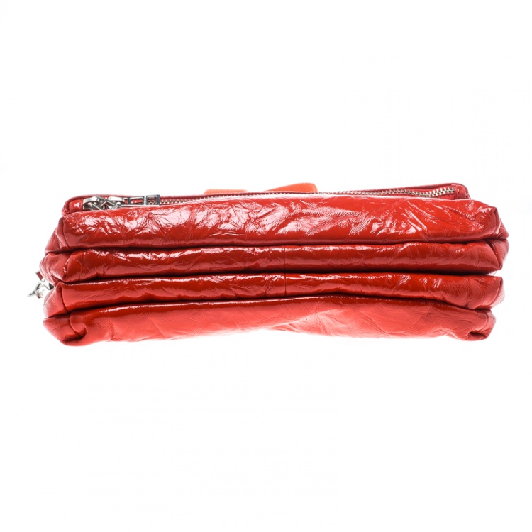 Pre Owned Zadig and Voltaire Creased Patent Leather Large Rock Clutch