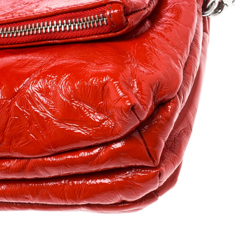 Pre Owned Zadig and Voltaire Creased Patent Leather Large Rock Clutch