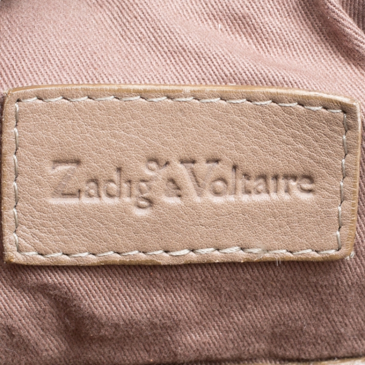 Pre Owned Zadig And Voltaire Khaki Brown Leather Satchel