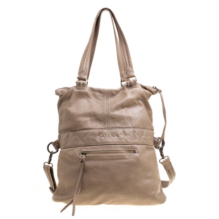Pre Owned Zadig And Voltaire Khaki Brown Leather Satchel