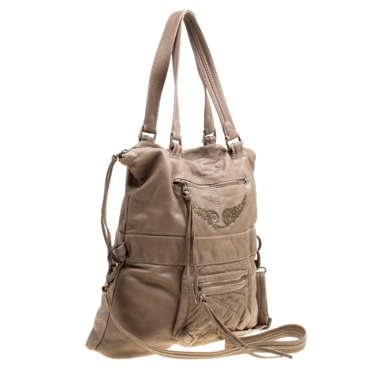 Pre Owned Zadig And Voltaire Khaki Brown Leather Satchel