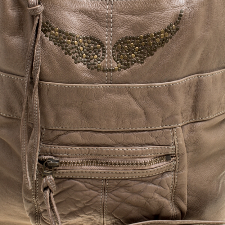 Pre Owned Zadig And Voltaire Khaki Brown Leather Satchel