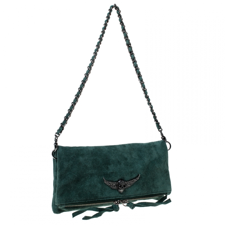 Pre Owned Zadig and Voltaire Dark Green Suede Shoulder Bag