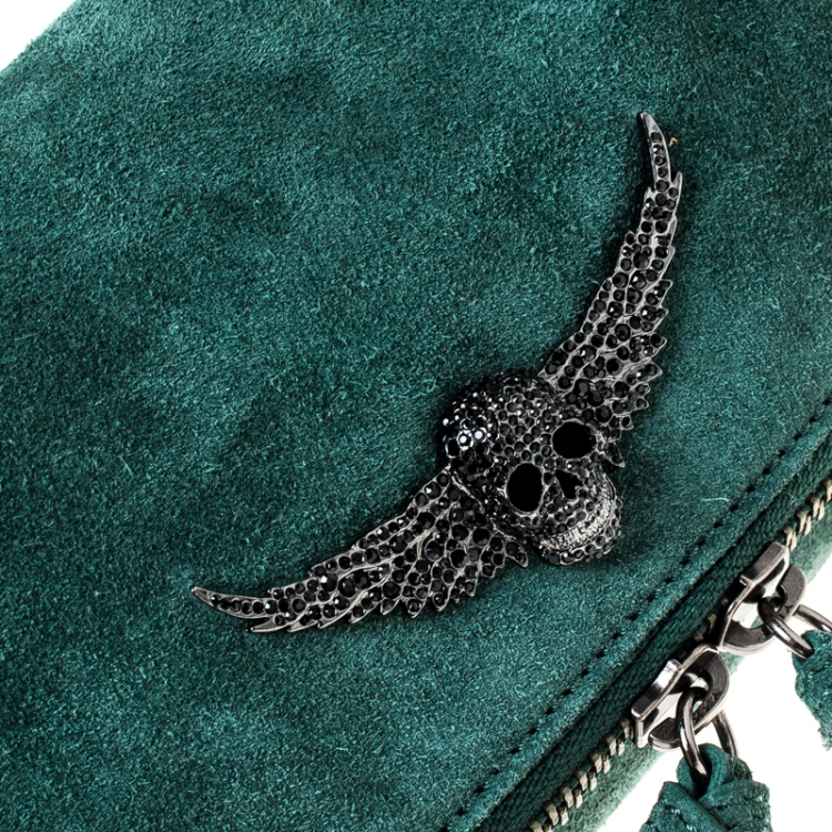 Pre Owned Zadig and Voltaire Dark Green Suede Shoulder Bag