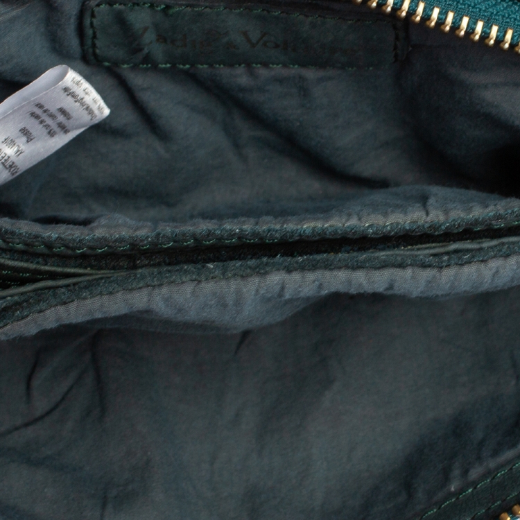 Pre Owned Zadig and Voltaire Teal Leather Wristlet Clutch