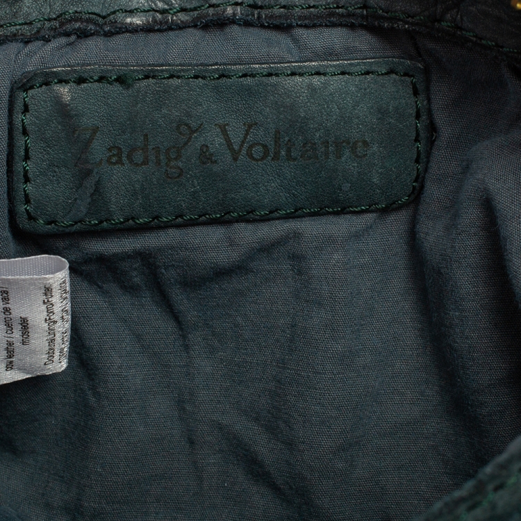 Pre Owned Zadig and Voltaire Teal Leather Wristlet Clutch