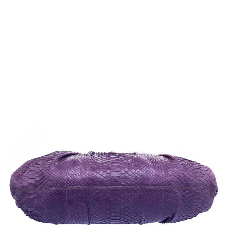 Pre Owned Zagliani Purple Python Envelope Chain Hobo