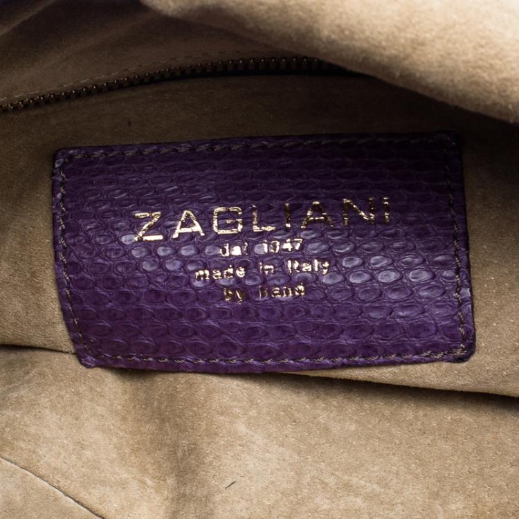 Pre Owned Zagliani Purple Python Envelope Chain Hobo