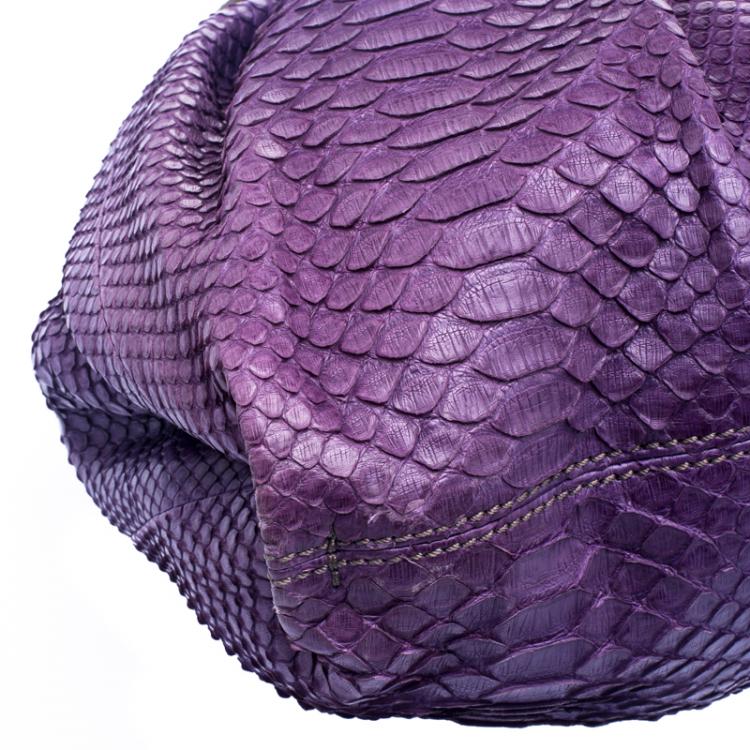 Pre Owned Zagliani Purple Python Envelope Chain Hobo