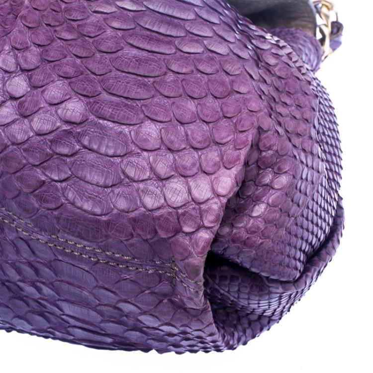 Pre Owned Zagliani Purple Python Envelope Chain Hobo