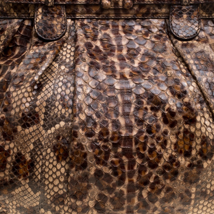 Pre Owned Zagliani Beige Python Puffy Hobo