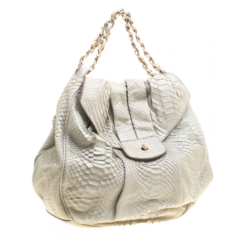 Pre Owned Zagliani Grey Python JJ Hobo