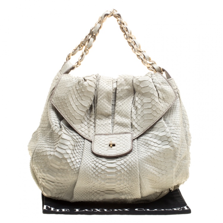 Pre Owned Zagliani Grey Python JJ Hobo
