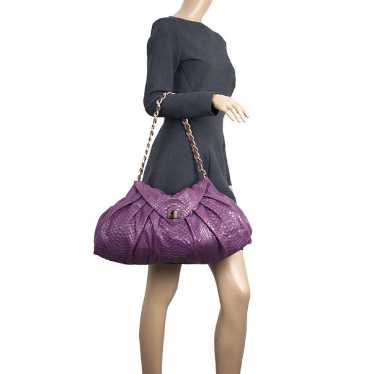 Pre Owned Zagliani Python Chain Strap Shoulder Bag