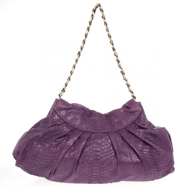 Pre Owned Zagliani Python Chain Strap Shoulder Bag